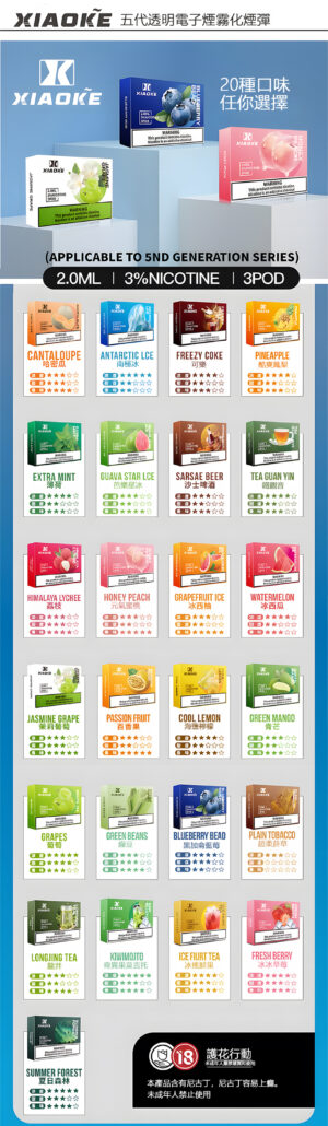 Alternative view of XIAOKE 梟客 五代通用霧化彈 極致順滑喉韻・告別漏油焦味 2ml巨肺級大容量 3%丁鹽平衡配方【全台現貨・買5盒送主機】